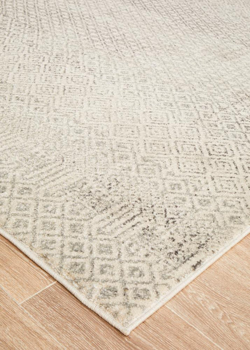 Ellora Grey Faded Transitional Diamond Motif Contemporary Rug, Rugs, Ozark Home 