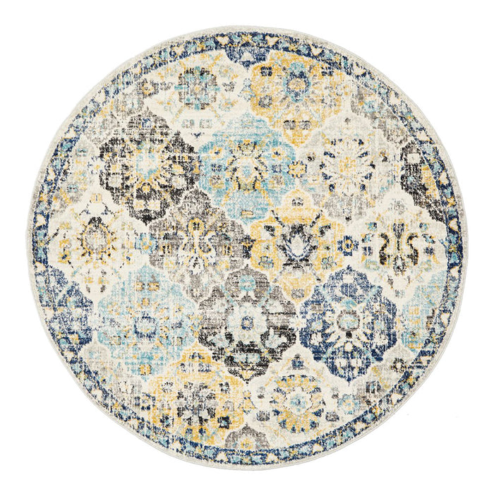 Ellora Multicoloured Round Poppy Blossom Contemporary Rug, Rugs, Ozark Home 