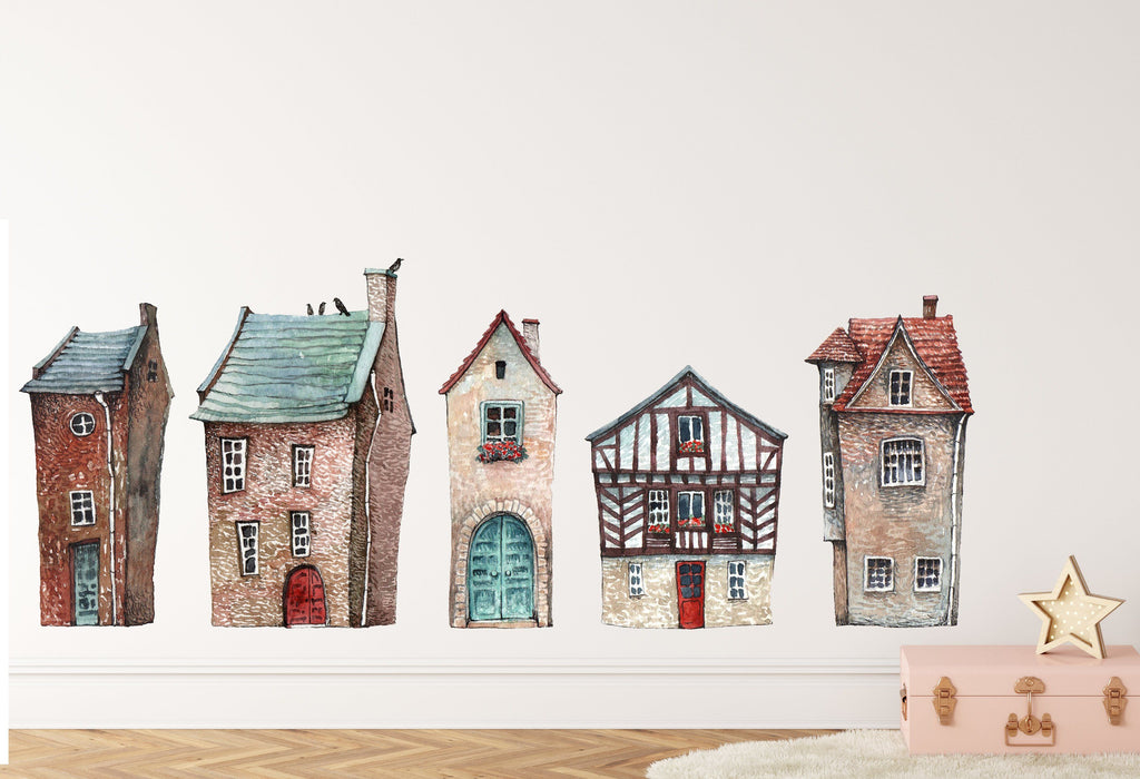 Fairy Village - Five Piece Fairy House Wall Decal Set