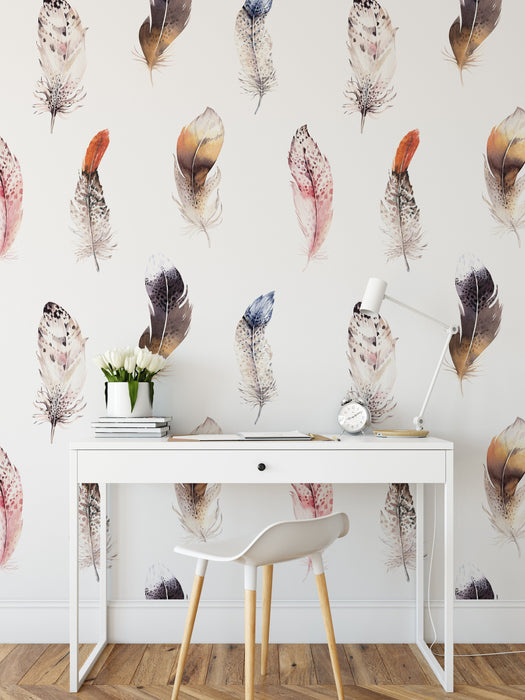 Featherweight - Feather Design Boho Peel and Stick Wallpaper