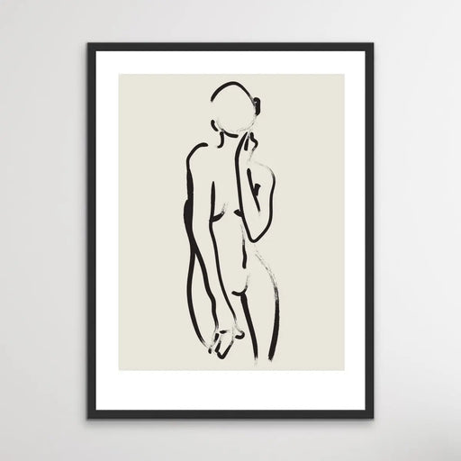 Female Nude Line Drawing - Minimalist Black and White Woman Body Classic Art Print, Wall Art, Ozark Home 