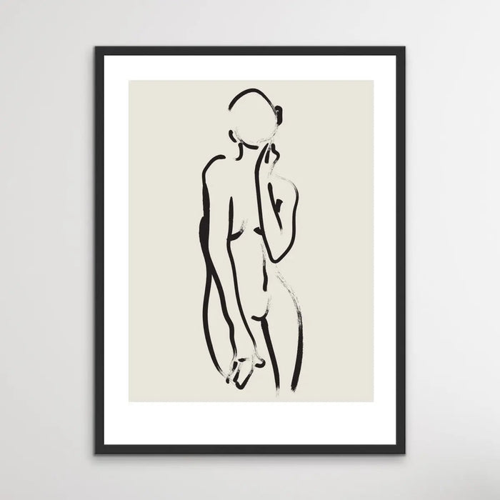 Female Nude Line Drawing - Minimalist Black and White Woman Body Classic Art Print, Wall Art, Ozark Home 