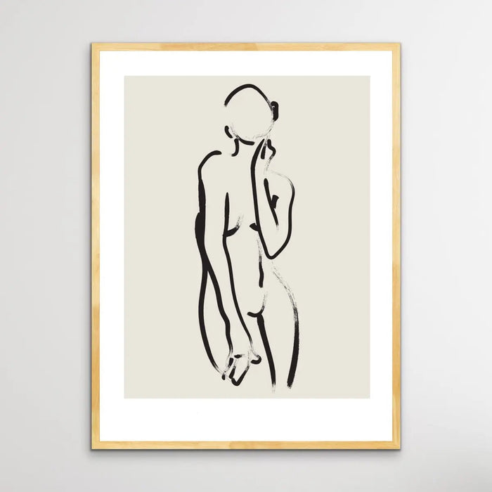 Female Nude Line Drawing - Minimalist Black and White Woman Body Classic Art Print, Wall Art, Ozark Home 