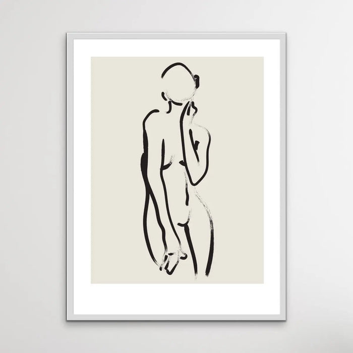 Female Nude Line Drawing - Minimalist Black and White Woman Body Classic Art Print, Wall Art, Ozark Home 