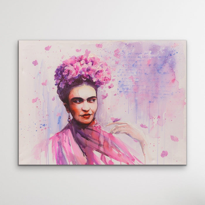 Frida Kahlo in Pink - Bold Colourful Graphic Wall Art Print Canvas