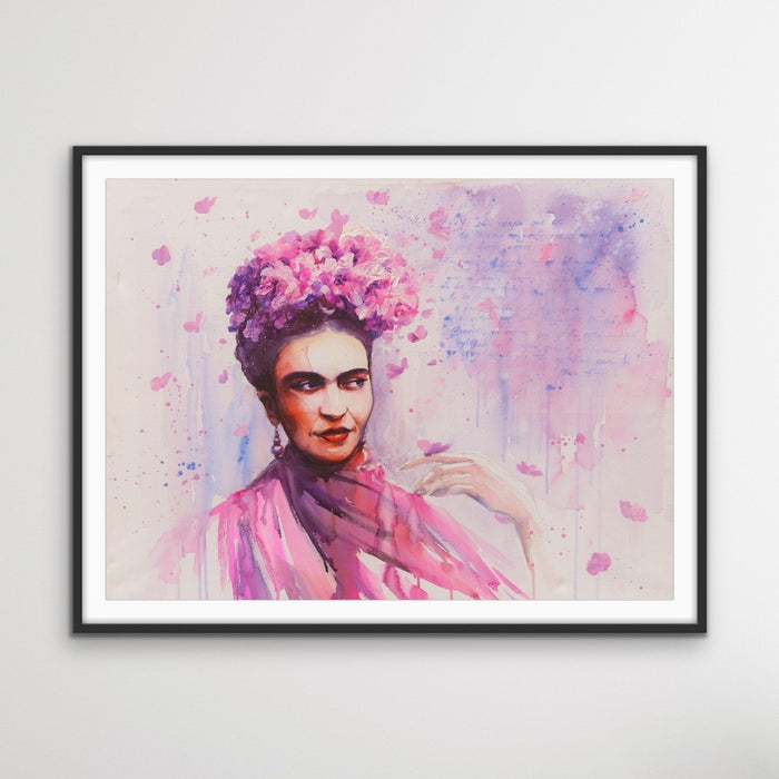 Frida Kahlo in Pink - Bold Colourful Graphic Wall Art Print Canvas