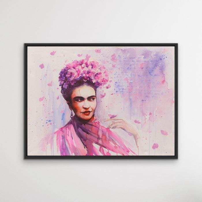 Frida Kahlo in Pink - Bold Colourful Graphic Wall Art Print Canvas