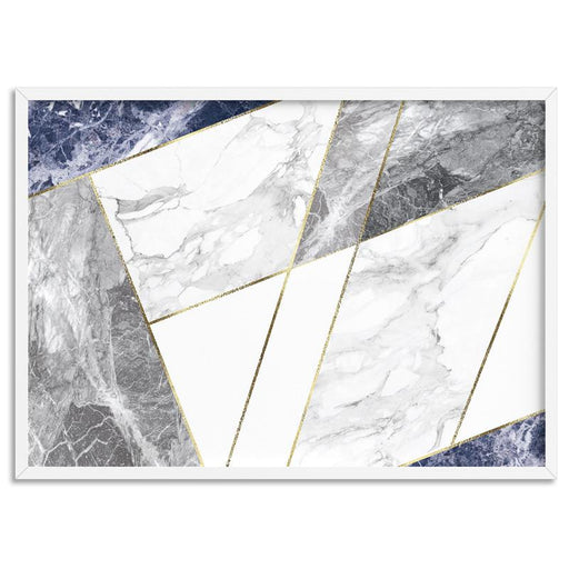 Geometric Marble Slices Cobalt Landscape - Art Print - Ozark Home