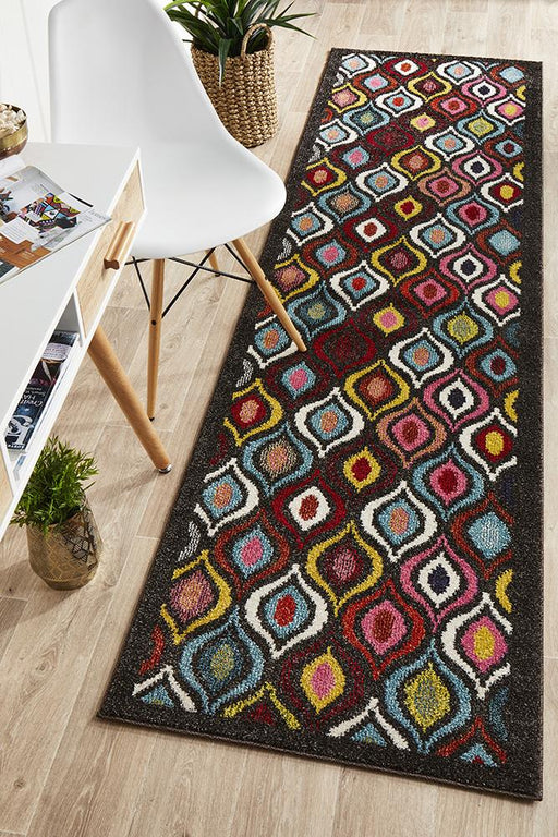 Gocek Multicoloured Swirl Pattern Contemporary Runner Rug, Rugs, Ozark Home 