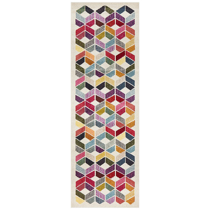 Gocek Multicoloured Geometric Diamond Contemporary Runner Rug, Rugs, Ozark Home 