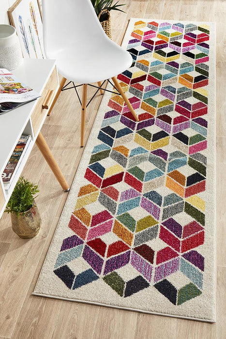 Gocek Multicoloured Geometric Diamond Contemporary Runner Rug, Rugs, Ozark Home 