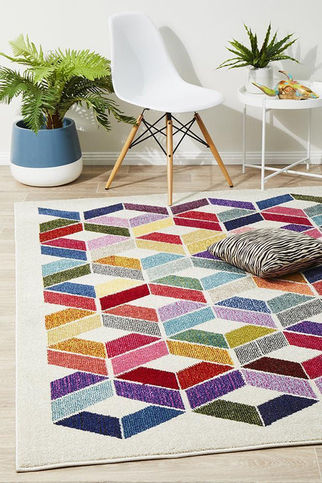 Gocek Multicoloured Geometric Diamond Contemporary Rug, Rugs, Ozark Home 