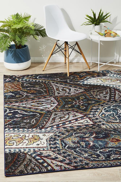 Gocek Navy Tribal Pattern Contemporary Rug, Rugs, Ozark Home 