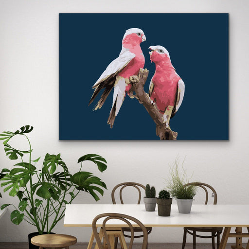 Galahs On Blue - Original Australian Pink Cockatoo Galah Nature Print, Wall Art, Ozark Home 