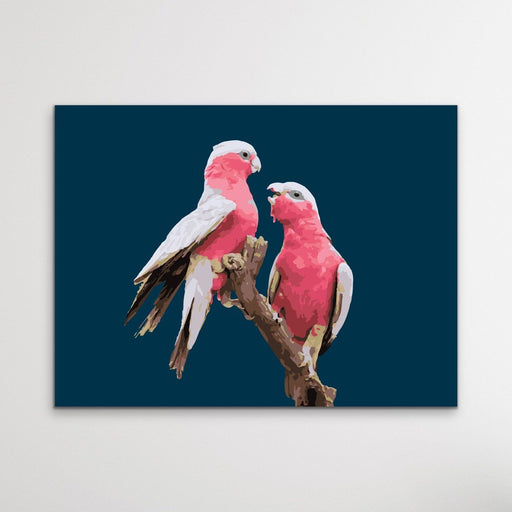 Galahs On Blue - Original Australian Pink Cockatoo Galah Nature Print, Wall Art, Ozark Home 