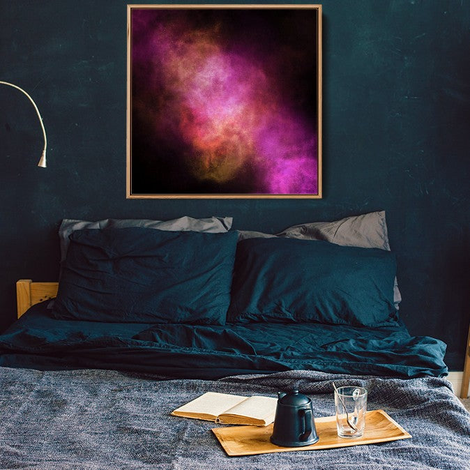 Galaxy - Space Pink and Black Stretched Canvas Wall Art