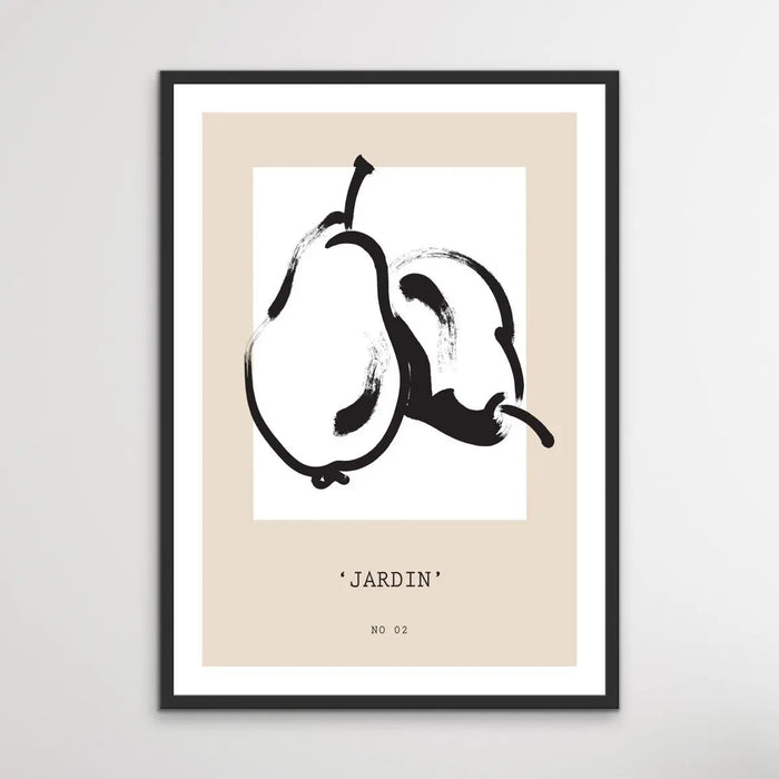 Galerie Jardin Number Two - Minimalist Black and White Pear Line Drawing Classic Art Print