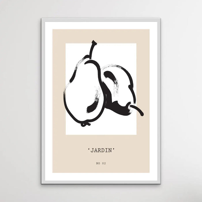 Galerie Jardin Number Two - Minimalist Black and White Pear Line Drawing Classic Art Print