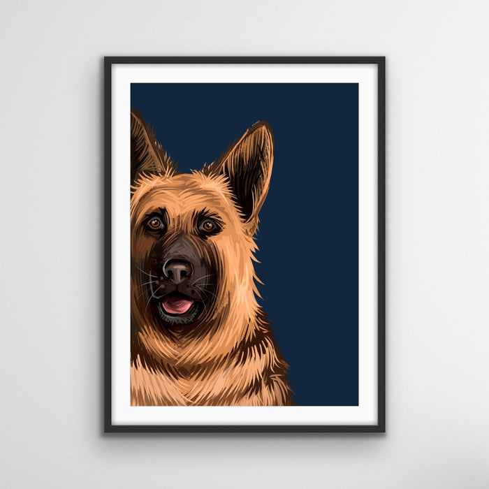 German Shepherd Dog Art Print Stretched Canvas Wall Art