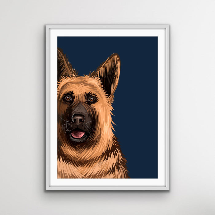 German Shepherd Dog Art Print Stretched Canvas Wall Art