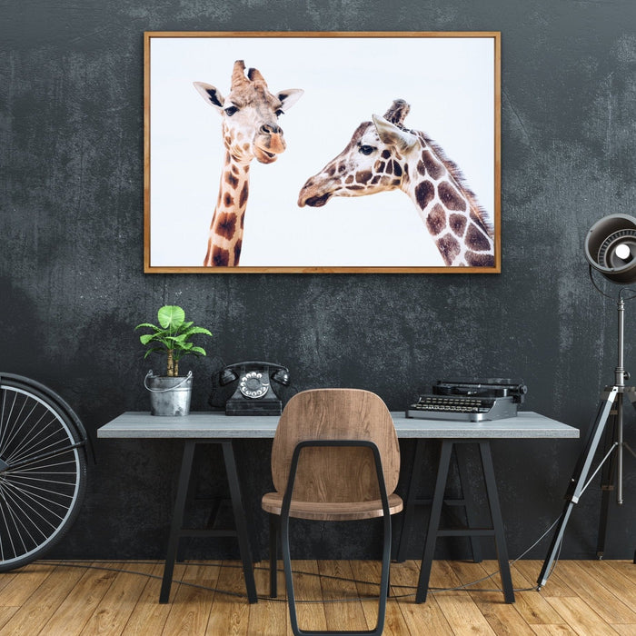 Giraffe Pair - Original Wall Art Print on Canvas Featuring Two Giraffes