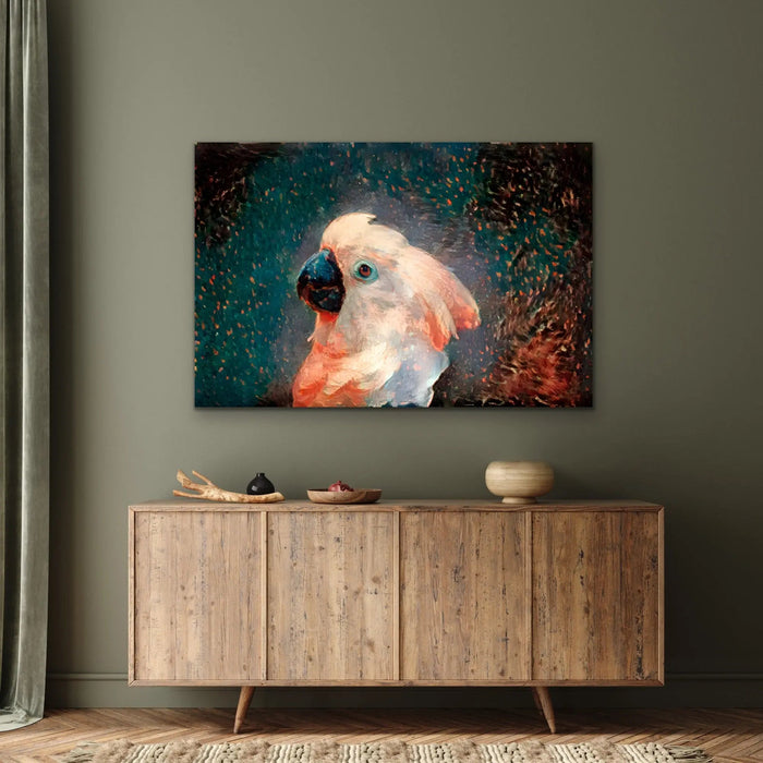 Glowing Cockatoo - Cockatoo Wall Art Print Stretched Canvas Wall Art In Style of Van Gogh, Wall Art, Ozark Home 