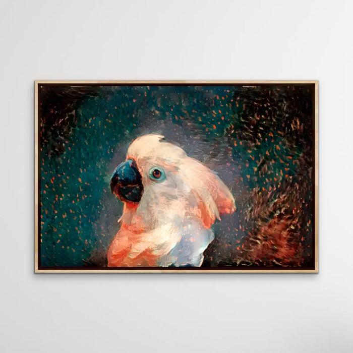 Glowing Cockatoo - Cockatoo Wall Art Print Stretched Canvas Wall Art In Style of Van Gogh, Wall Art, Ozark Home 