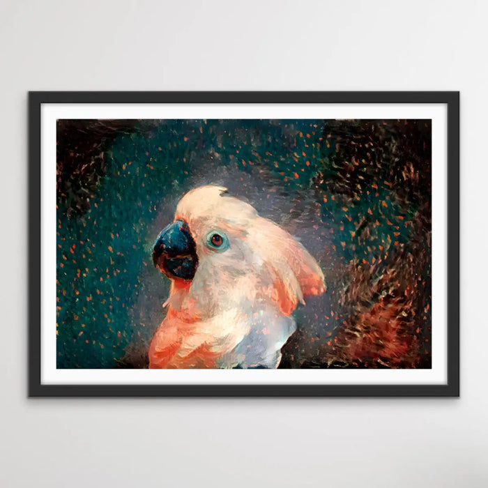 Glowing Cockatoo - Cockatoo Wall Art Print Stretched Canvas Wall Art In Style of Van Gogh, Wall Art, Ozark Home 