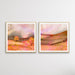 Glowing Lands - Two Piece Orange Square Abstract Print Set, Wall Art, Ozark Home 