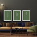 Green Sweet Botanicals - Three Piece White Lined Prints in Green, Wall Art, Ozark Home 