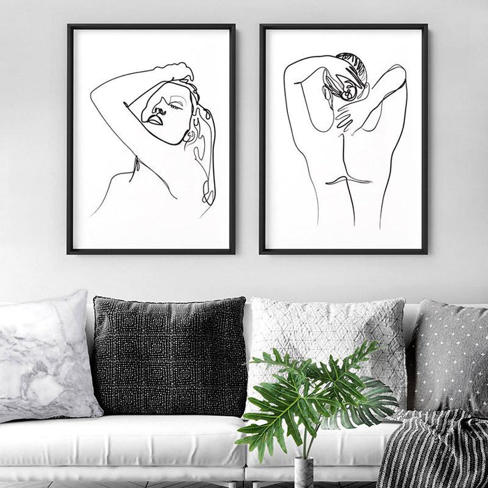 Naked Nude Line Drawing I - Art Print - Ozark Home