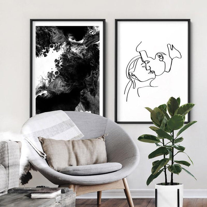 The Kiss Line Drawing - Art Print, Wall Art, Ozark Home 