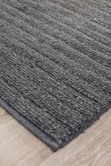 Haldia Charcoal Chunky Knit Wool Rug, Rugs, Ozark Home 