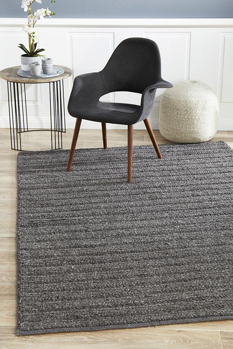 Haldia Charcoal Chunky Knit Wool Rug, Rugs, Ozark Home 