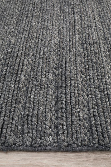 Haldia Charcoal Chunky Knit Wool Rug, Rugs, Ozark Home 