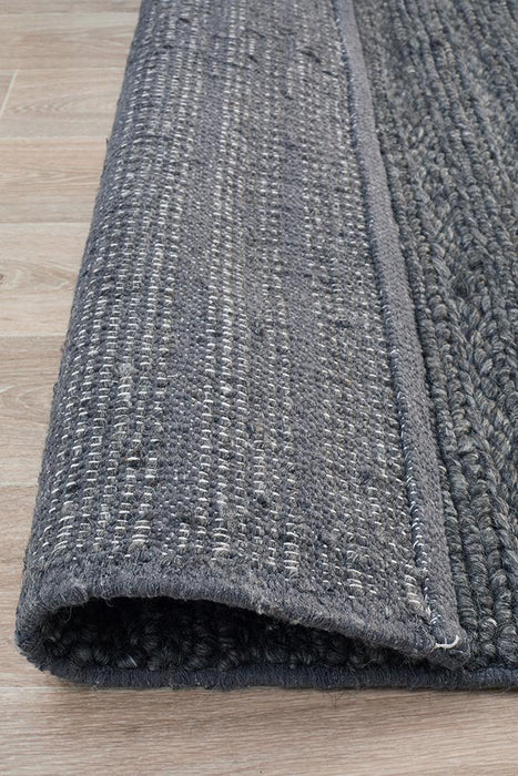 Haldia Charcoal Chunky Knit Wool Rug, Rugs, Ozark Home 