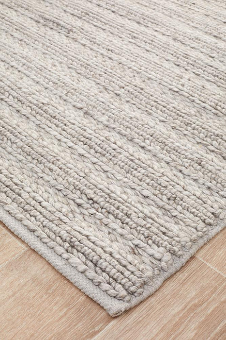 Haldia Silver Chunky Knit Wool Rug, Rugs, Ozark Home 