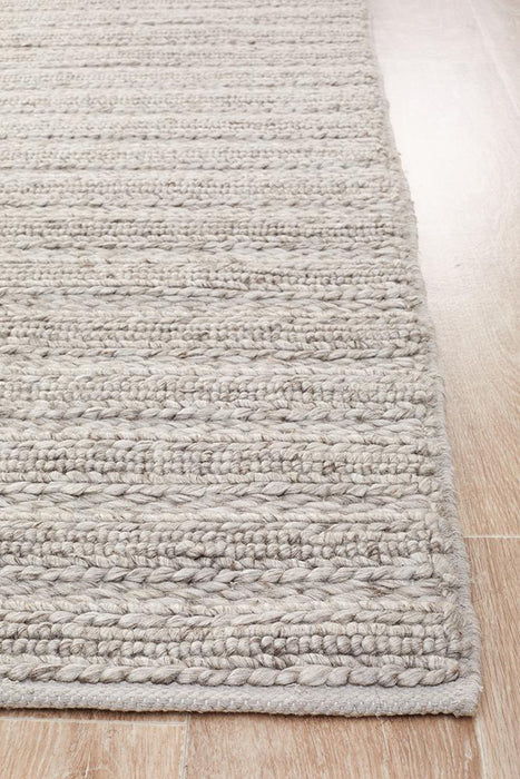 Haldia Silver Chunky Knit Wool Rug, Rugs, Ozark Home 