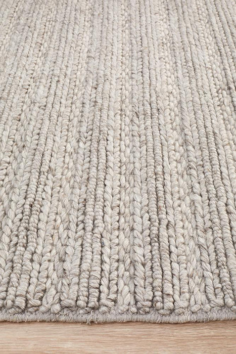 Haldia Silver Chunky Knit Wool Rug, Rugs, Ozark Home 