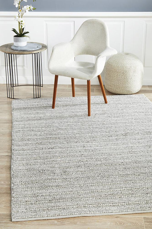 Haldia Silver Chunky Knit Wool Rug, Rugs, Ozark Home 