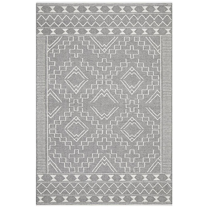 Halol Grey Bohemian Geometric Shape Contemporary Wool Rug, Rugs, Ozark Home 