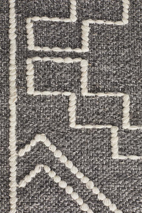 Halol Grey Bohemian Geometric Shape Contemporary Wool Rug, Rugs, Ozark Home 