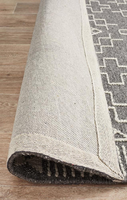 Halol Grey Bohemian Geometric Shape Contemporary Wool Rug, Rugs, Ozark Home 