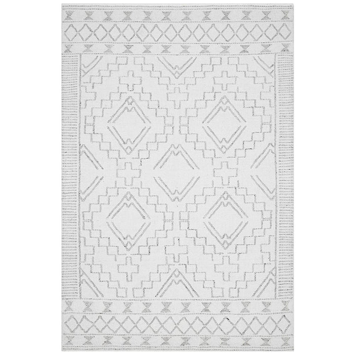 Halol Ivory Bohemian Geometric Shape Contemporary Wool Rug, Rugs, Ozark Home 