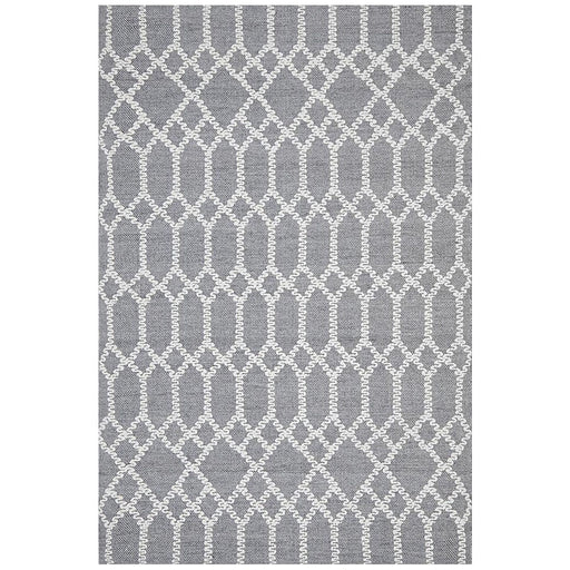 Halol Rustic Blue Bohemian Lattice Contemporary Wool Rug, Rugs, Ozark Home 