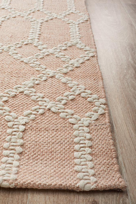 Halol Nude Bohemian Lattice Contemporary Wool Rug, Rugs, Ozark Home 