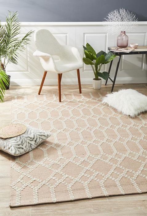 Halol Nude Bohemian Lattice Contemporary Wool Rug, Rugs, Ozark Home 