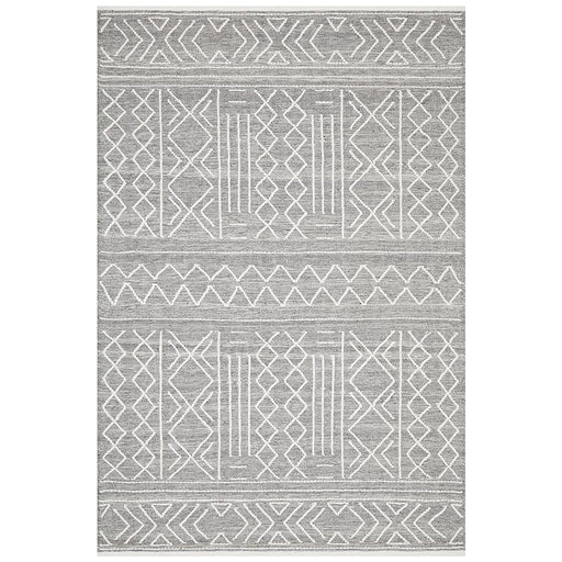 Halol Grey Bohemian Cross Contemporary Wool Rug, Rugs, Ozark Home 