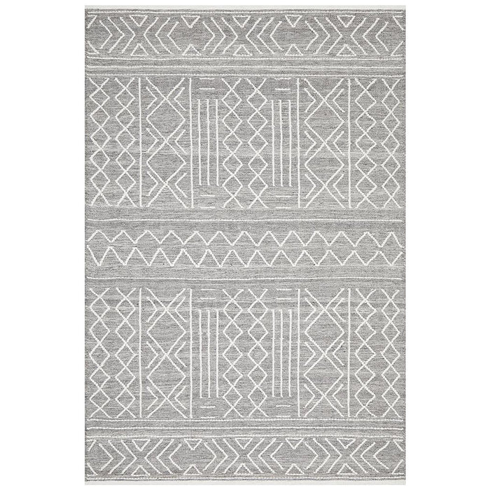 Halol Grey Bohemian Cross Contemporary Wool Rug, Rugs, Ozark Home 