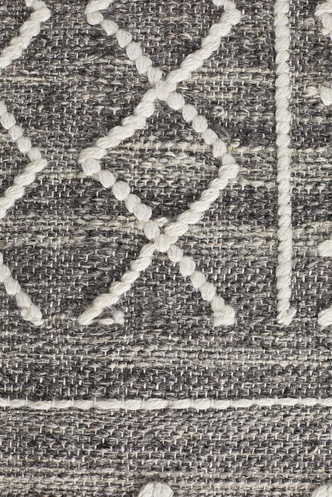 Halol Grey Bohemian Cross Contemporary Wool Rug, Rugs, Ozark Home 